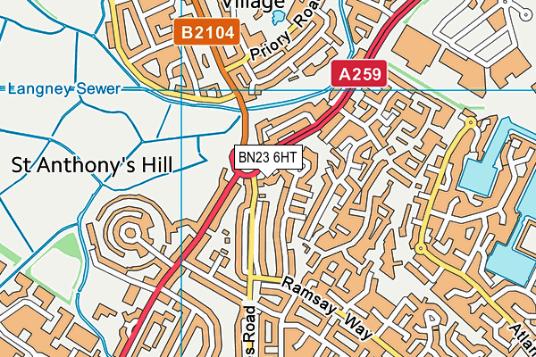 BN23 6HT map - OS VectorMap District (Ordnance Survey)
