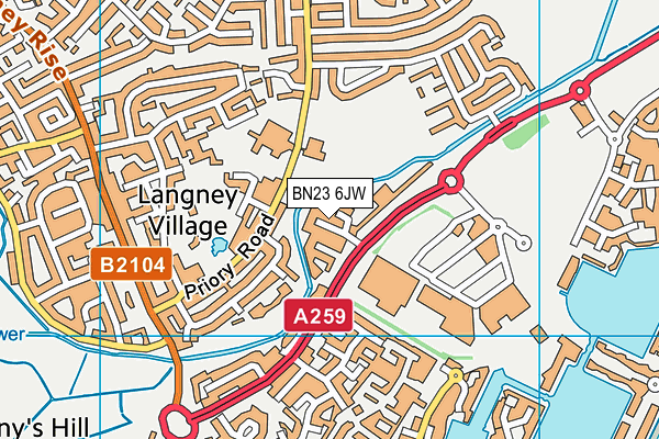 BN23 6JW map - OS VectorMap District (Ordnance Survey)