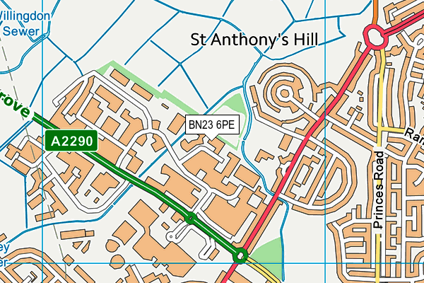 BN23 6PE map - OS VectorMap District (Ordnance Survey)