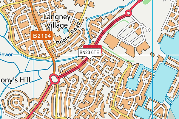 BN23 6TE map - OS VectorMap District (Ordnance Survey)