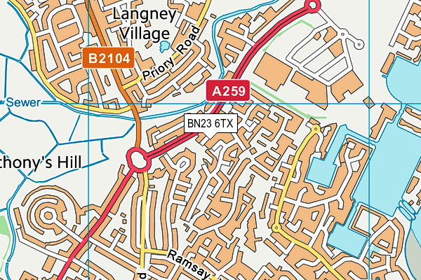 BN23 6TX map - OS VectorMap District (Ordnance Survey)