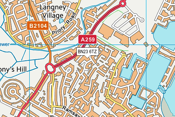 BN23 6TZ map - OS VectorMap District (Ordnance Survey)