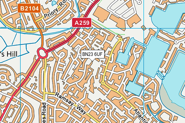 BN23 6UF map - OS VectorMap District (Ordnance Survey)