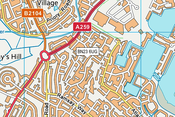 BN23 6UG map - OS VectorMap District (Ordnance Survey)