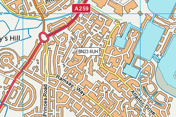 BN23 6UH map - OS VectorMap District (Ordnance Survey)