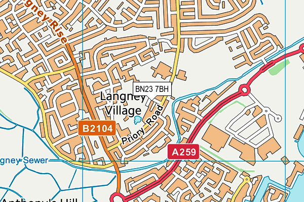BN23 7BH map - OS VectorMap District (Ordnance Survey)