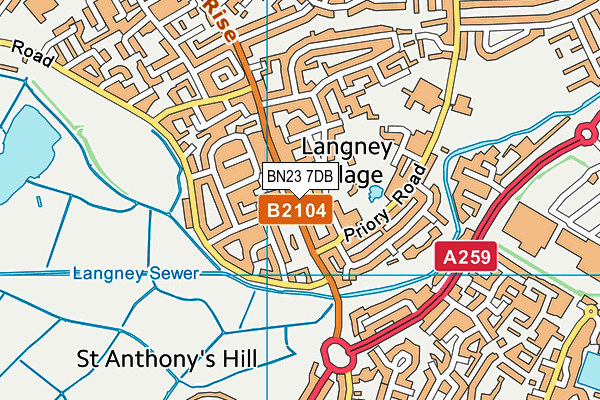 BN23 7DB map - OS VectorMap District (Ordnance Survey)