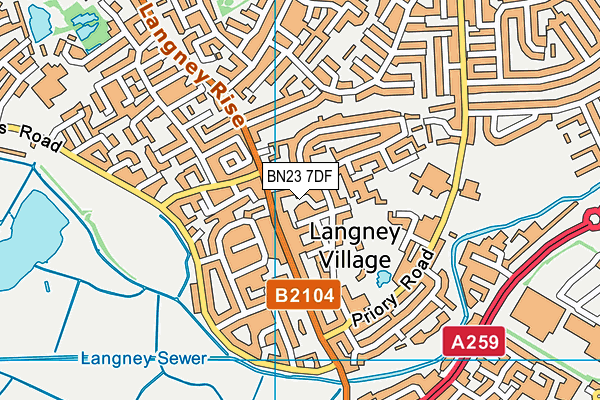BN23 7DF map - OS VectorMap District (Ordnance Survey)