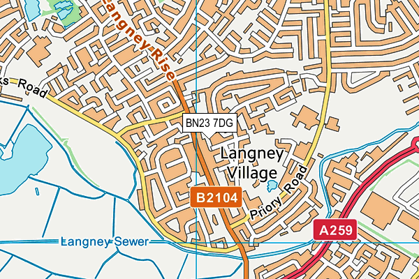 BN23 7DG map - OS VectorMap District (Ordnance Survey)