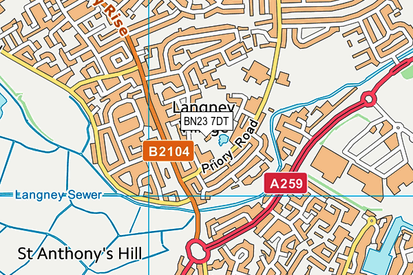 BN23 7DT map - OS VectorMap District (Ordnance Survey)