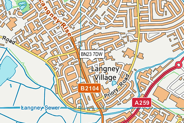 BN23 7DW map - OS VectorMap District (Ordnance Survey)