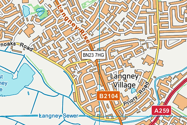 BN23 7HG map - OS VectorMap District (Ordnance Survey)
