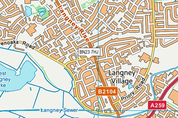BN23 7HJ map - OS VectorMap District (Ordnance Survey)