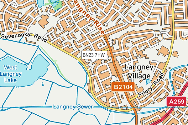 BN23 7HW map - OS VectorMap District (Ordnance Survey)