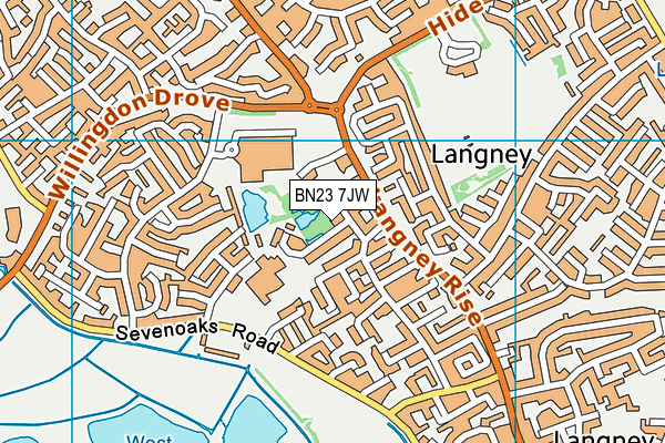 BN23 7JW map - OS VectorMap District (Ordnance Survey)