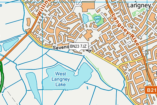 BN23 7JZ map - OS VectorMap District (Ordnance Survey)