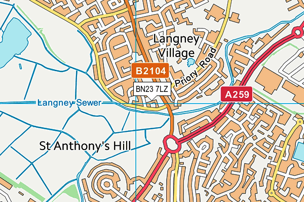 BN23 7LZ map - OS VectorMap District (Ordnance Survey)