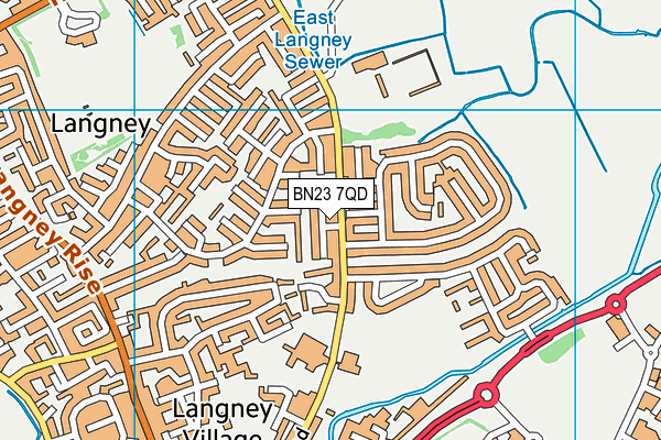 BN23 7QD map - OS VectorMap District (Ordnance Survey)