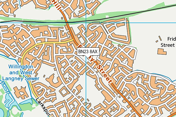 BN23 8AX map - OS VectorMap District (Ordnance Survey)