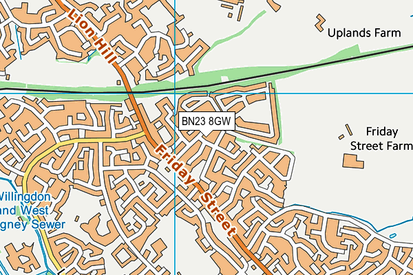 BN23 8GW map - OS VectorMap District (Ordnance Survey)
