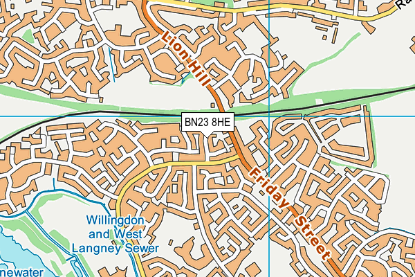 BN23 8HE map - OS VectorMap District (Ordnance Survey)