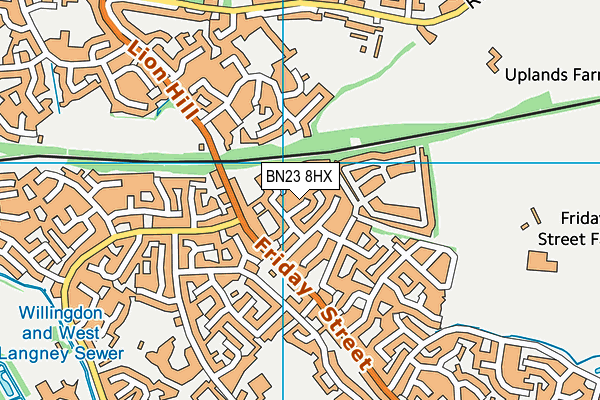 BN23 8HX map - OS VectorMap District (Ordnance Survey)