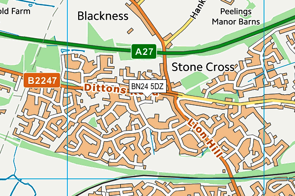 BN24 5DZ map - OS VectorMap District (Ordnance Survey)