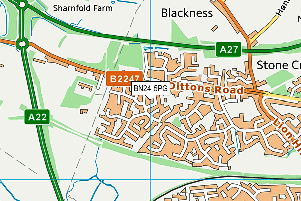 BN24 5PG map - OS VectorMap District (Ordnance Survey)