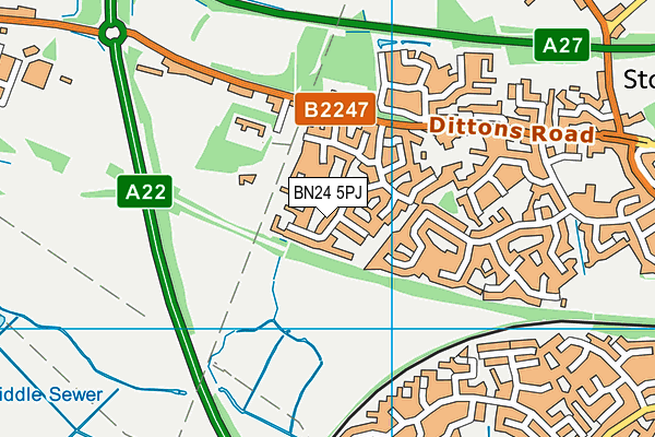 BN24 5PJ map - OS VectorMap District (Ordnance Survey)