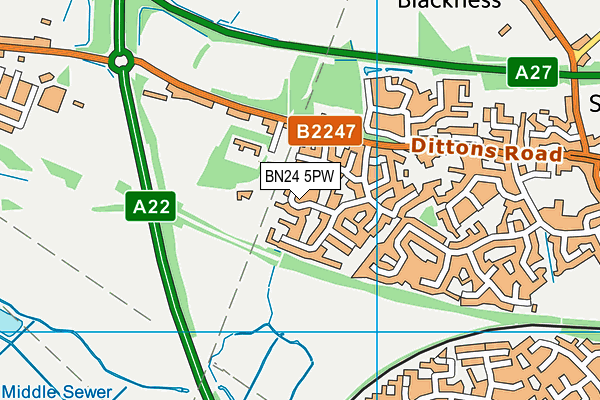 BN24 5PW map - OS VectorMap District (Ordnance Survey)