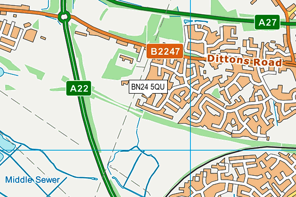 BN24 5QU map - OS VectorMap District (Ordnance Survey)