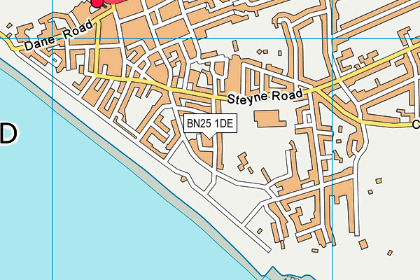 BN25 1DE map - OS VectorMap District (Ordnance Survey)