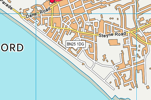 BN25 1DG map - OS VectorMap District (Ordnance Survey)