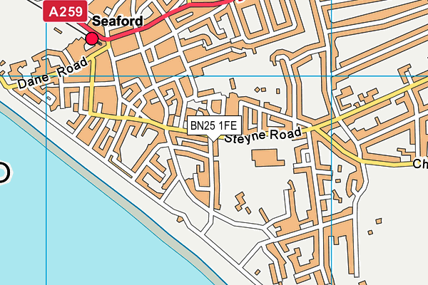 BN25 1FE map - OS VectorMap District (Ordnance Survey)