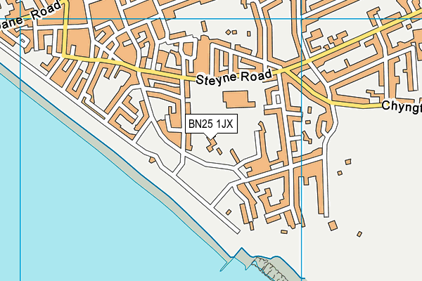 BN25 1JX map - OS VectorMap District (Ordnance Survey)