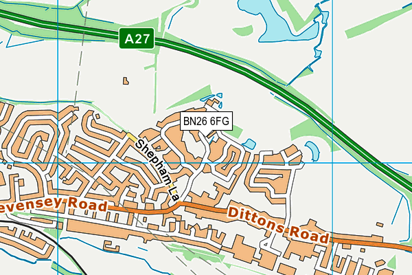 BN26 6FG map - OS VectorMap District (Ordnance Survey)