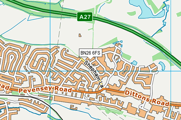 BN26 6FS map - OS VectorMap District (Ordnance Survey)