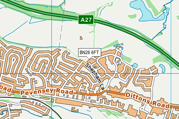 BN26 6FT map - OS VectorMap District (Ordnance Survey)