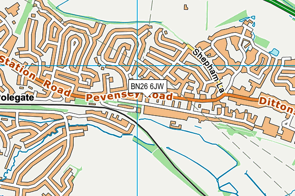BN26 6JW map - OS VectorMap District (Ordnance Survey)