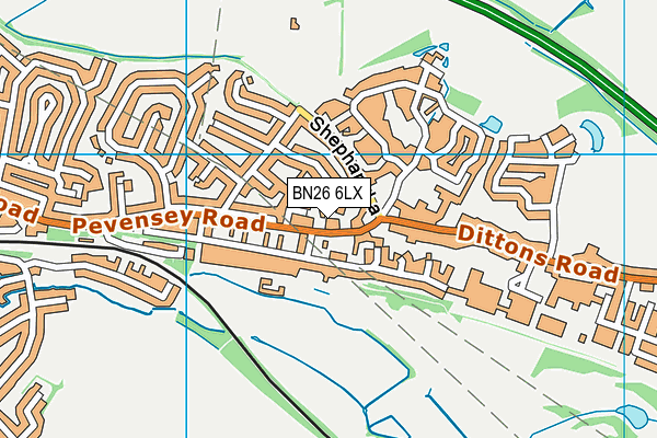 BN26 6LX map - OS VectorMap District (Ordnance Survey)
