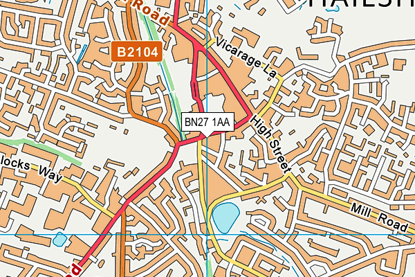 BN27 1AA map - OS VectorMap District (Ordnance Survey)