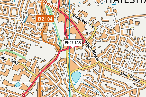 BN27 1AB map - OS VectorMap District (Ordnance Survey)