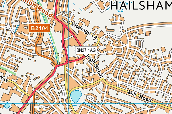 BN27 1AG map - OS VectorMap District (Ordnance Survey)