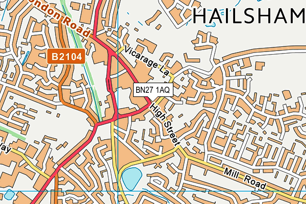 BN27 1AQ map - OS VectorMap District (Ordnance Survey)