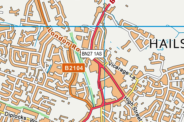 BN27 1AS map - OS VectorMap District (Ordnance Survey)