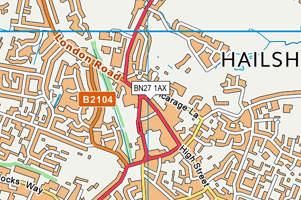 BN27 1AX map - OS VectorMap District (Ordnance Survey)