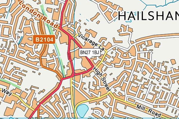 BN27 1BJ map - OS VectorMap District (Ordnance Survey)