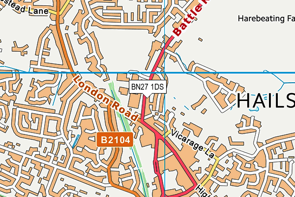 BN27 1DS map - OS VectorMap District (Ordnance Survey)