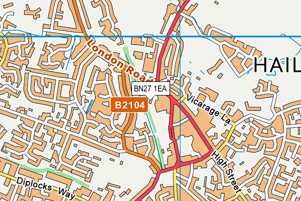BN27 1EA map - OS VectorMap District (Ordnance Survey)