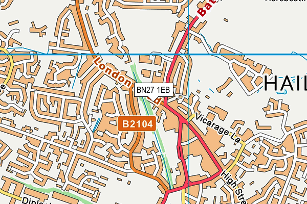 BN27 1EB map - OS VectorMap District (Ordnance Survey)